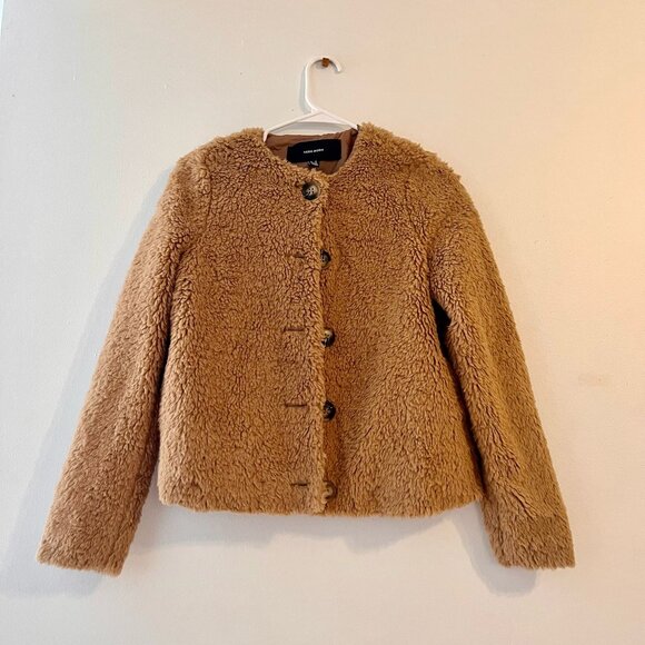 Vero Moda "Amanda" Tan Short Faux Fur Teddy Jacket Sz XS - Picture 1 of 3
